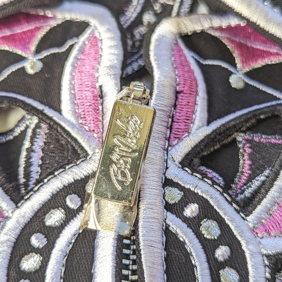 Bob Mackie Vintage Embroidered Cut Out Jacket in Black Pink and White Size Small - Picture 3 of 13